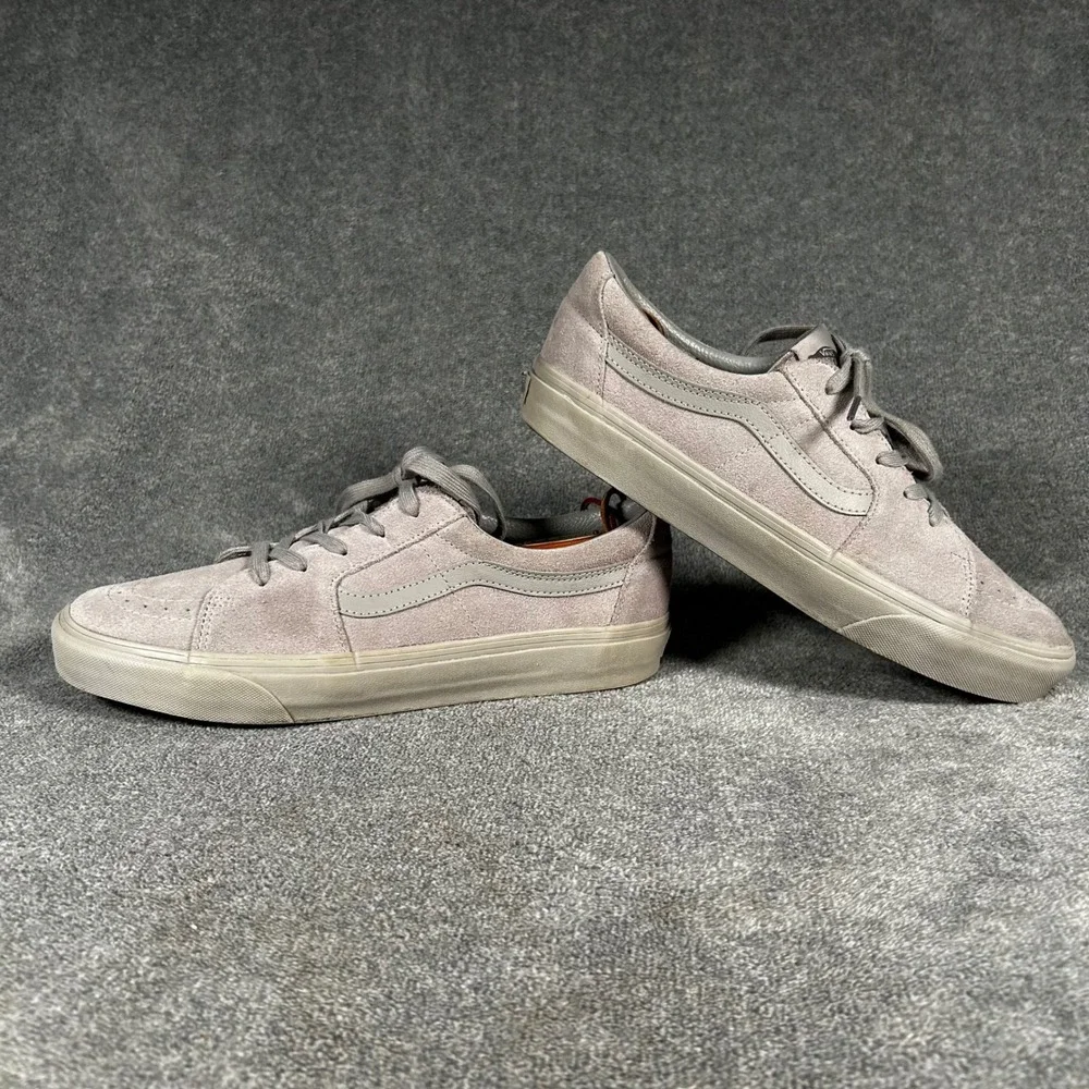 Vans Sk8-Low Grey Suede Monochrome Skate Shoes Mens 10.5 Womens 12